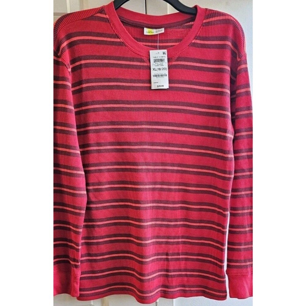 Epic Threads Boys L Red Pink Black Striped  Cotton Long Sleeve T-Shirt